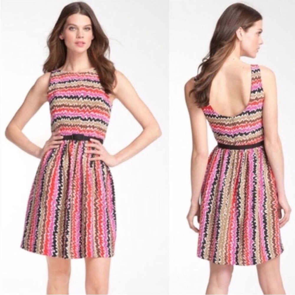 Trina Turk Fiesta Stripe Esperanza Dress Tierra Silk Fit & Flare Size‎ 6 Tank
